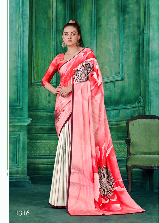 Premium Soft Silk Natural Crepe Digital Printed Sari - jivora