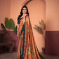 Sophisticated Rust Brown Saree with Positional Floral Print & Foil-Embellished Pallu