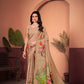 Elegant Beige-Green Saree with Positional Floral Print, Foil Pallu & Floral Border Blouse