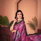 Radiant Magenta Saree with Positional Floral Print & Foil-Embellished Pallu