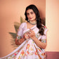 Graceful Off-White Saree with Positional Floral Print & Foil-Embellished Pallu