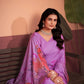 Elegant Lavender Saree with Positional Floral Print & Foil-Embellished Pallu