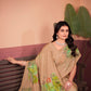 Elegant Beige-Green Saree with Positional Floral Print, Foil Pallu & Floral Border Blouse