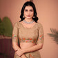 Elegant Beige-Green Saree with Positional Floral Print, Foil Pallu & Floral Border Blouse