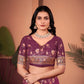 Elegant Wine Saree with Positional Floral Print & Foil Detailing