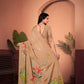 Elegant Beige-Green Saree with Positional Floral Print, Foil Pallu & Floral Border Blouse