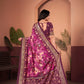 Elegant Wine Saree with Positional Floral Print & Foil Detailing