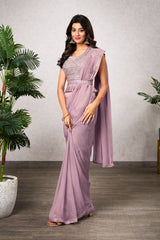 Shimmering Pink Georgette Fabric Accentuates - jivora