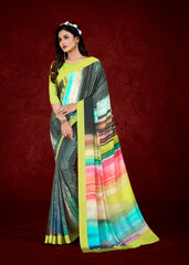 Premium Soft Silky Natural Crepe Digital Printed Sari