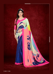 Premium Soft Silky Natural Crepe Digital Printed Sari