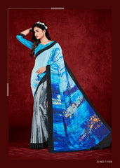 Premium Soft Silky Natural Crepe Digital Printed Sari