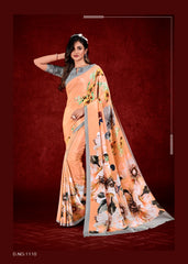 Premium Soft Silky Natural Crepe Digital Printed Sari