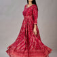 Red Muslin Silk Embroidered with Sequins Gown - jivora