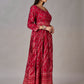 Red Muslin Silk Embroidered with Sequins Gown - jivora