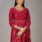 Red Muslin Silk Embroidered with Sequins Gown - jivora