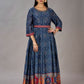Navy Blue Muslin Silk Embroidered with Sequins Gown - jivora