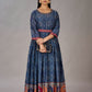 Navy Blue Muslin Silk Embroidered with Sequins Gown - jivora