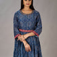 Navy Blue Muslin Silk Embroidered with Sequins Gown - jivora