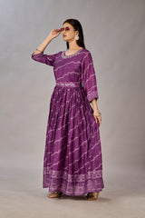 Purple Muslin Silk Embroidered with Sequins Gown - jivora