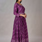 Purple Muslin Silk Embroidered with Sequins Gown - jivora