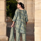 Elegant Crepe Silk Co-Ord Set with Pastel Floral Digital Print & Matching Scarf -Light Blue