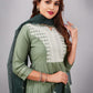 Light Green Muslin Silk Lucknowi Style Salwar Kameez - jivora