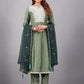 Light Green Muslin Silk Lucknowi Style Salwar Kameez - jivora