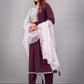 Purple Muslin Silk Lucknowi Style Salwar Kameez - jivora