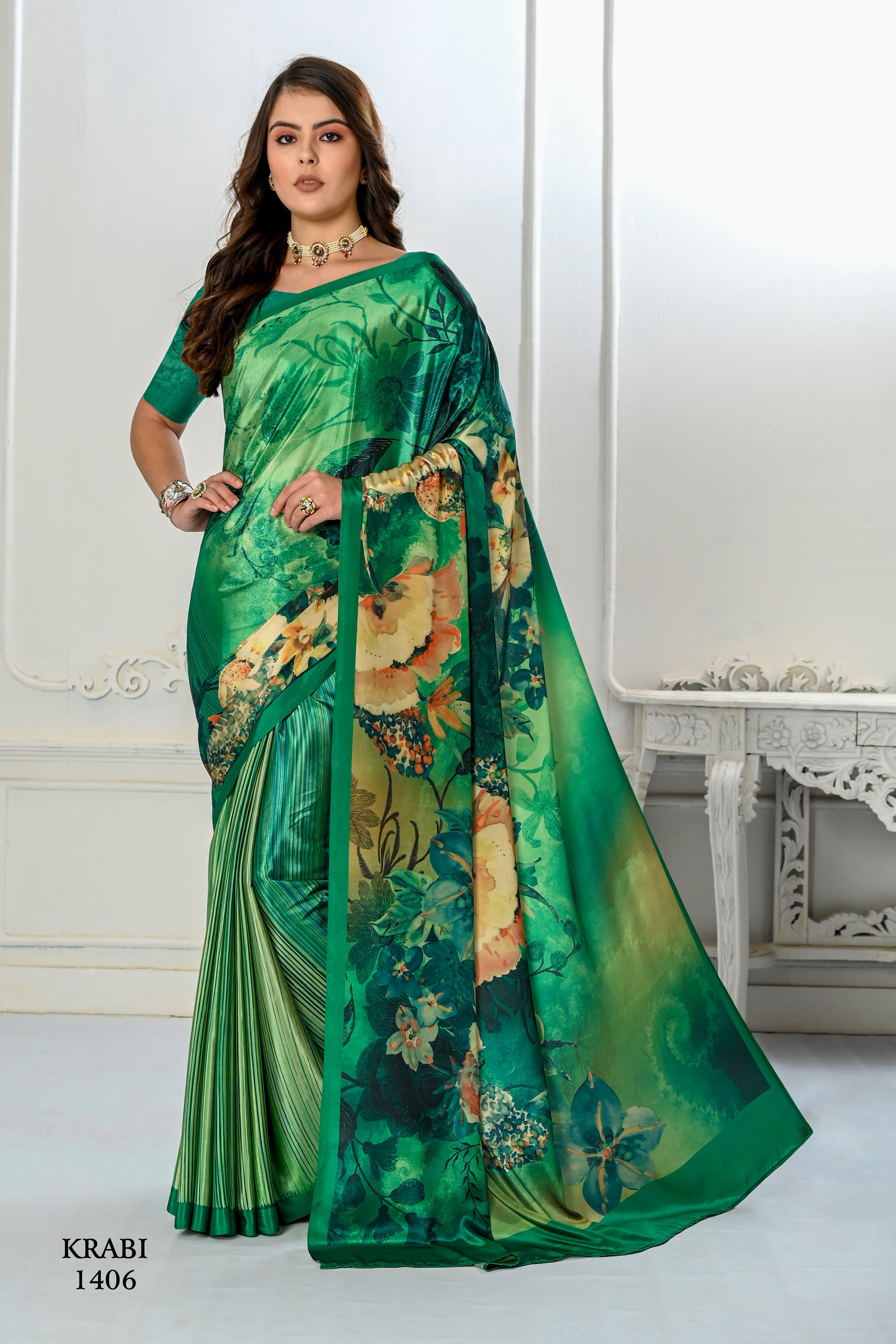 Premium Soft Silky Natural Crepe Digital Printed Sarees - jivora