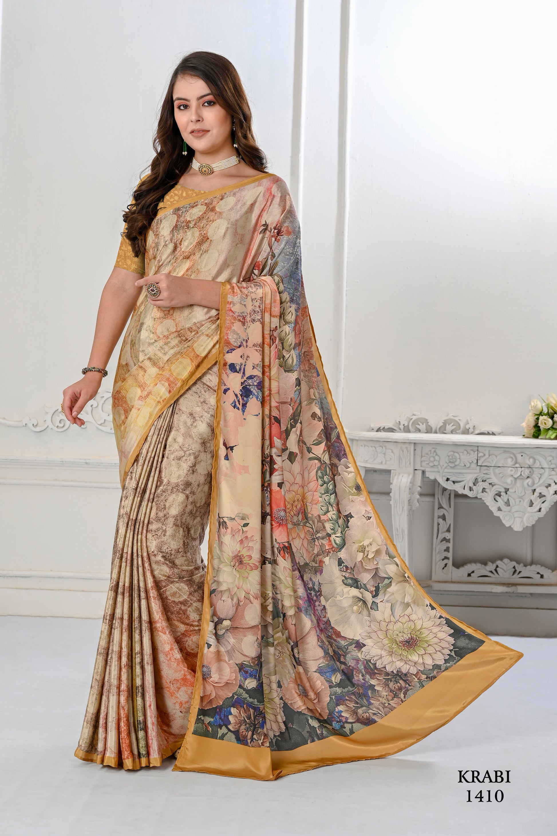 Premium Soft Silky Natural Crepe Digital Printed Sarees - jivora