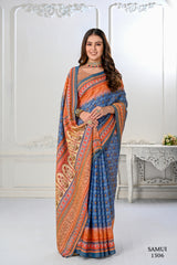 Premium Natural Silk High Definition Jacquard Zari Digital Printed Blouse With Saree - jivora