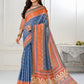Premium Natural Silk High Definition Jacquard Zari Digital Printed Blouse With Saree - jivora