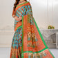 Premium Natural Silk High Definition Jacquard Zari Digital Printed Blouse With Saree - jivora