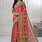 Premium Natural Silk High Definition Jacquard Zari Digital Printed Blouse With Saree - jivora