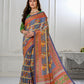 Premium Natural Silk High Definition Jacquard Zari Digital Printed Blouse With Saree - jivora