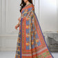 Premium Natural Silk High Definition Jacquard Zari Digital Printed Blouse With Saree - jivora