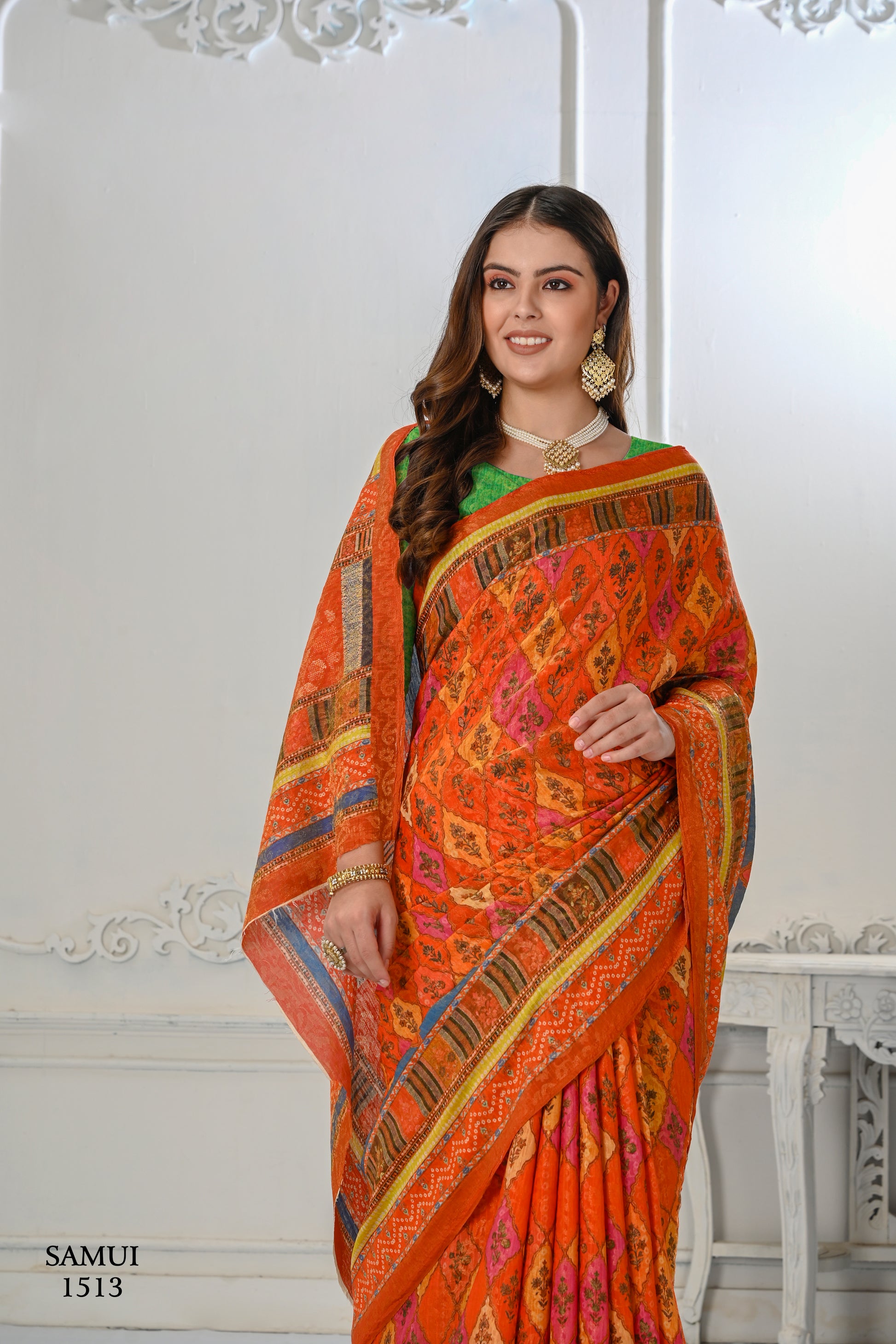 Premium Natural Silk High Definition Jacquard Zari Digital Printed Blouse With Saree - jivora