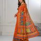 Premium Natural Silk High Definition Jacquard Zari Digital Printed Blouse With Saree - jivora