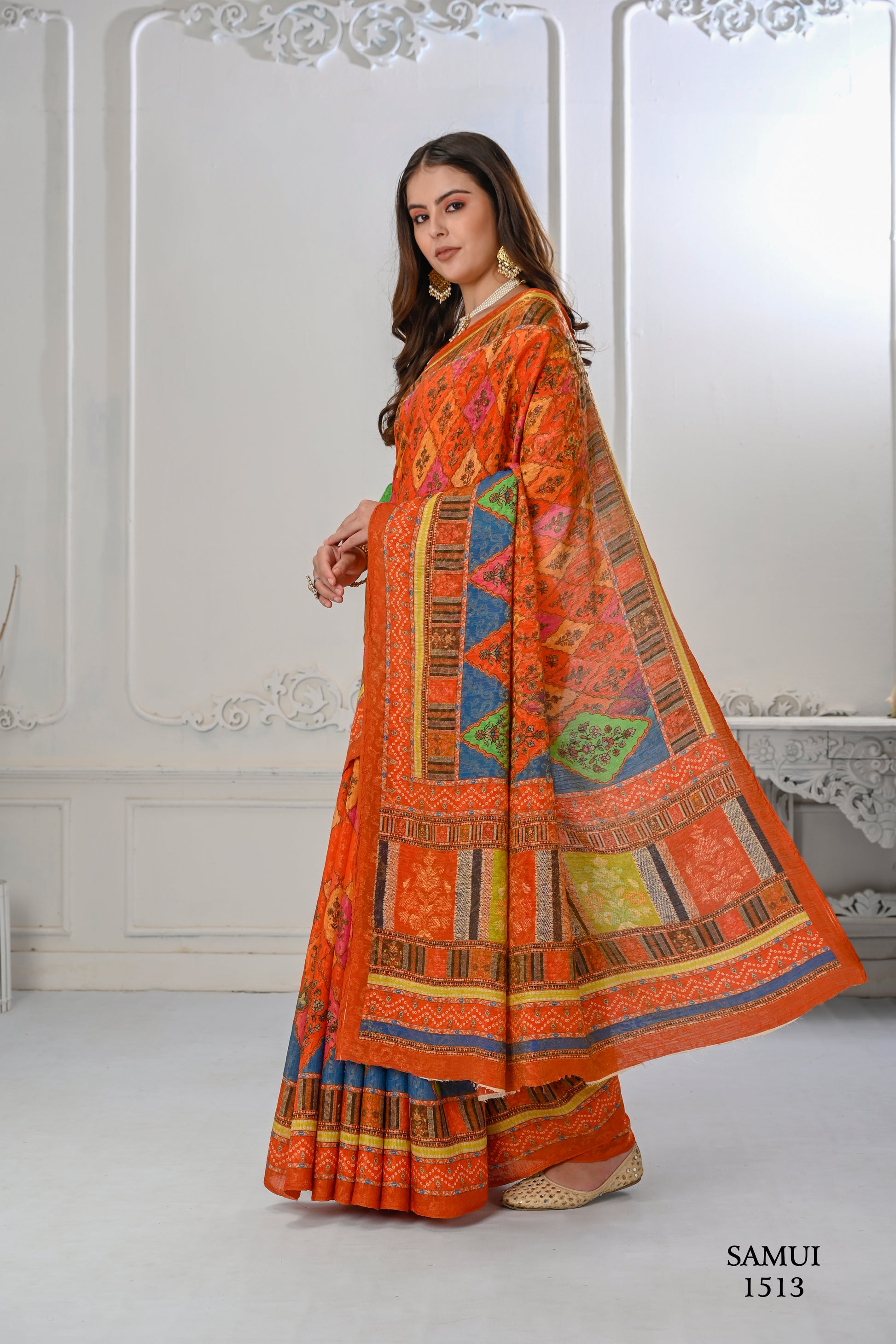 Premium Natural Silk High Definition Jacquard Zari Digital Printed Blouse With Saree - jivora