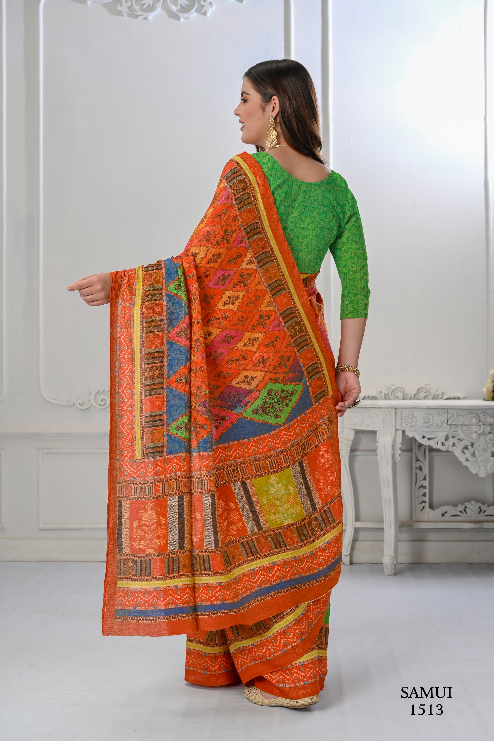 Premium Natural Silk High Definition Jacquard Zari Digital Printed Blouse With Saree - jivora