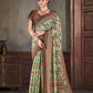 Premium Natural Silk High Definition Jacquard Zari Digital Printed Blouse With Saree - jivora