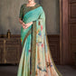 Premium Natural Silk High Definition Jacquard Zari Digital Printed Blouse With Saree - jivora