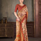 Premium Natural Silk High Definition Jacquard Zari Digital Printed Blouse With Saree - jivora