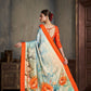 Premium Natural Silk High Definition Jacquard Zari Digital Printed Blouse With Saree - jivora