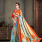 Premium Natural Silk High Definition Jacquard Zari Digital Printed Blouse With Saree - jivora