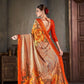 Premium Natural Silk High Definition Jacquard Zari Digital Printed Blouse With Saree - jivora