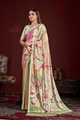 Premium Soft Silk Natural Crepe Digital Printed Sari