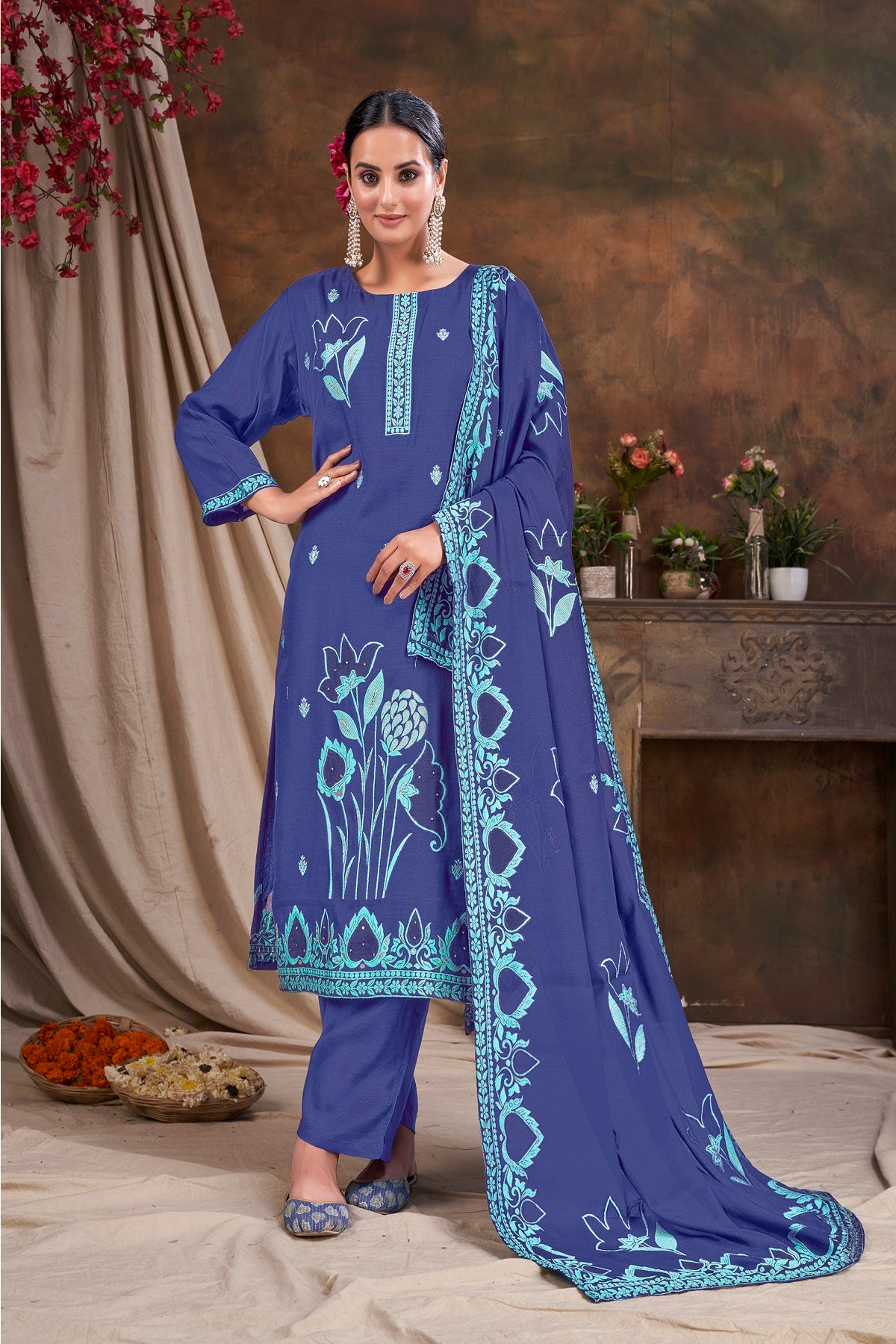 Women Viscose And Jacquard Butta Zari Embroidered Kutis - jivora