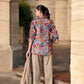 Elegant Crepe Silk Co-Ord Set with Pastel Floral Digital Print & Matching Scarf-Beige