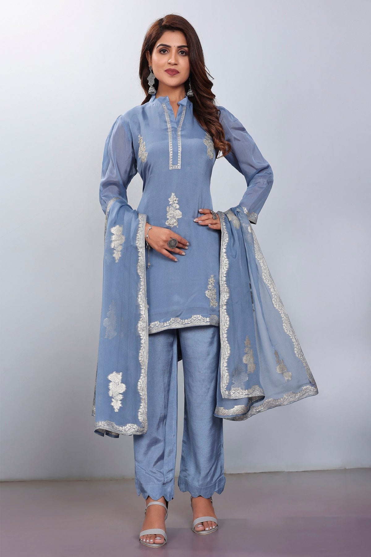 Women Viscose And Jacquard Butta Zari Embroidered Kutis - jivora